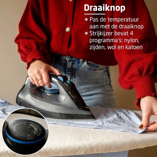 BREND BR-2232 Fer à vapeur sans fil avec base de chargement - Fonction vapeur verticale, anticalcaire et autonettoyante - Thermostat réglable - 200W