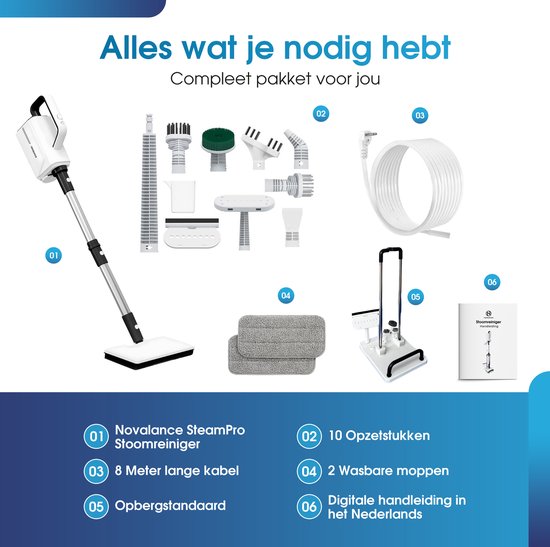 Novalance - SteamPro Steam Cleaner & Hand Dryer - Nettoyeur de tapis / Nettoyeur de taches - Nettoyeurs à vapeur - Appareil à vapeur - Plancher, canapé, tapis