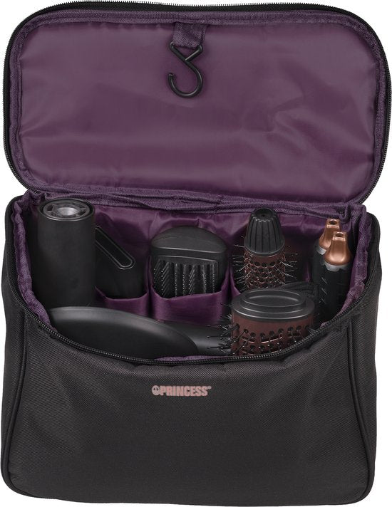 Princess Airstyler Pro 529205 - 7 en 1 - 2000 Watts - cordon de 1.8m - moteur BLDC - sac de rangement de luxe - gant de chaleur - multi styler - enveloppe de cheveux - lisseur de cheveux - sèche-cheveux - brosse chauffante - brosse Fohn - brosse à boucler