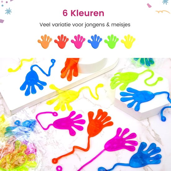 Partizzle 48x Sticky Hands - Cadeaux pour les mains collantes - Grabbelton Treat Gifts - Sensory Small Toys - For Children & Toddlers