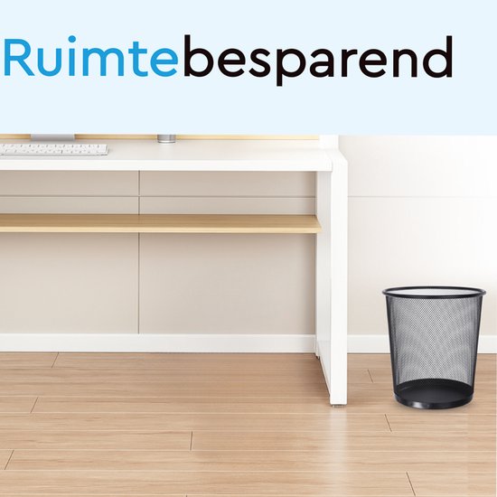 BRASQ 2x Paper Bin Round - Black - 12 Liter - Trash can - Garbage can - Waste bin - Paper basket - Metal - Set of 2