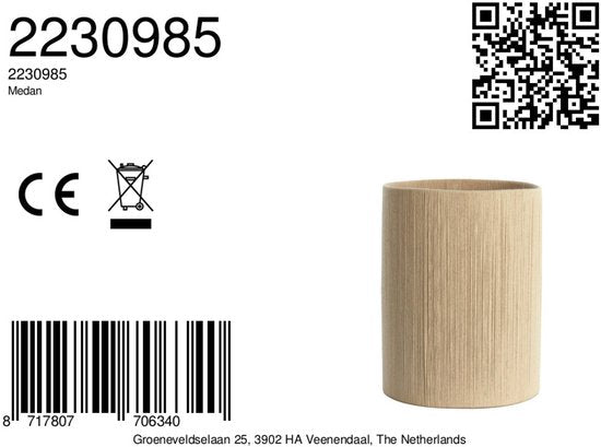 Light & Living Abat-jour cylindrique Medan - Moderne - 30x30x40cm - Beige