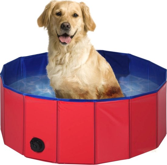 Bassin pour animaux - Ø80x30cm - Bassin pour chiens - Bassin pour animaux - Rouge/Bleu