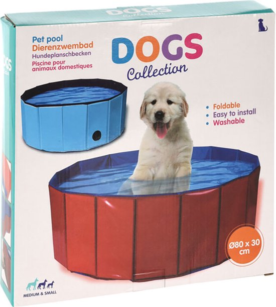 Bassin pour animaux - Ø80x30cm - Bassin pour chiens - Bassin pour animaux - Rouge/Bleu