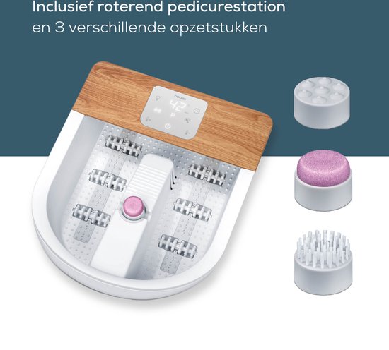 Beurer FB 65 Bain de pieds électrique - Massage des pieds - Massage par vibrations et bulles - Aromathérapie - Infrarouge - Eclairage d'ambiance LED - Chauffage - Champs magnétiques - Rouleaux réflexes pour les pieds - 3 accessoires de pédicure - Jusqu'à