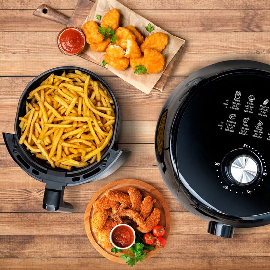 alpina Airfryer 3.5L - Friteuse à air chaud 2 à 3 personnes - Friteuse à air avec température réglable de 80 à 200°C - Four à air chaud Minuteur jusqu'à 60 minutes - 1400W - Noir