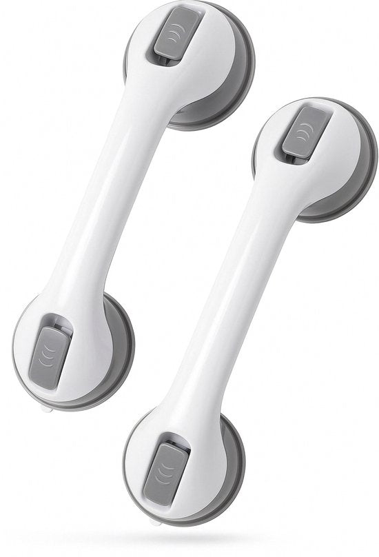 Poignée de douche avec ventouse - 2 pièces - Convient pour la douche et les toilettes - Résistant à l'humidité - Poignée avec ventouses - Pour petits et grands - Modèle extra sûr et solide - 30cm Luft