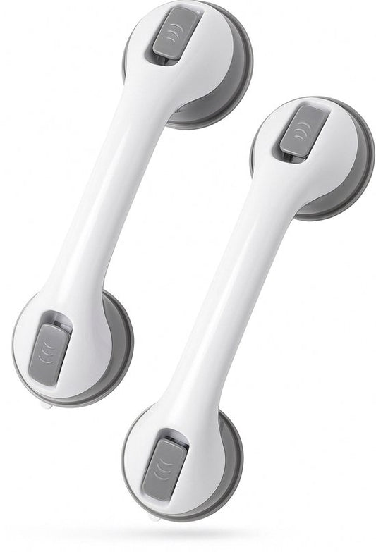 Poignée de douche avec ventouse - 2 pièces - Convient pour la douche et les toilettes - Résistant à l'humidité - Poignée avec ventouses - Pour petits et grands - Modèle extra sûr et solide - 30cm Luft