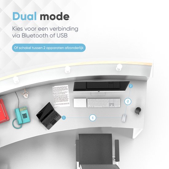 Souris sans fil Trendfield - Souris d'ordinateur rechargeable - Bluetooth - Souris ergonomique avec clic silencieux - Convient à tous les ordinateurs portables - Argent