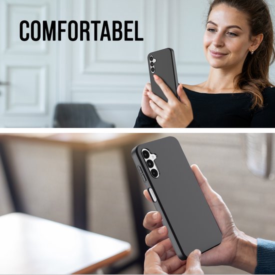 Podec Case Suitable for Samsung Galaxy A14 Black Phone Case - Anti-Shock Case Cover with 1x Screen Protector