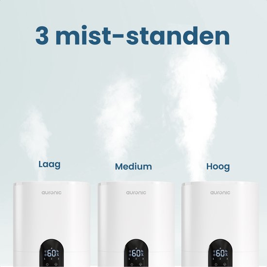 Humidificateur Auronic - 4 litres - 40m2 - Convient au salon, au bureau, à la chambre à coucher, à la chambre de bébé et plus encore - Avec aromathérapie - Sans BPA - Blanc