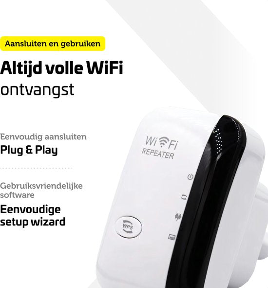 Garpex® Prise d'amplification WiFi - Signal fort - 300Mbps - Câble Ethernet inclus - Répéteur - 300Mbps