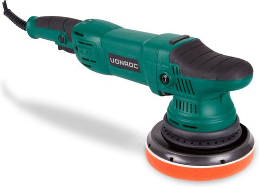 VONROC Polisseuse excentrique - Polisseuse - 1050W - Ø150MM - Démarrage progressif - Inclus 1 disque, support et sac