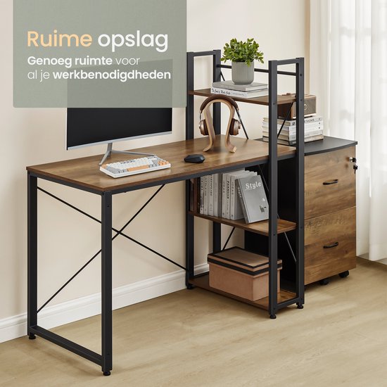 O'DADDY® Bureau avec pieds réglables - Table de bureau - Table d'ordinateur - Bureau de jeu - Petit bureau de jeu - Meuble de bureau - 120 x 60 cm - Bibliothèque - Bureau d'ordinateur - Marron