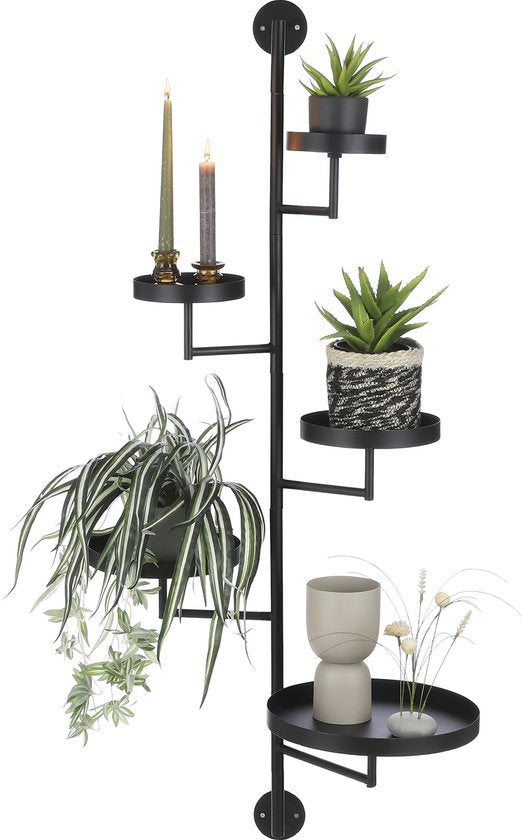 Étagère murale Mica Decorations - Métal - Etagères rondes superposées - L36 x L30 x H120 cm - Noir
