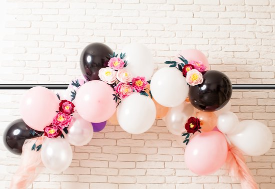 Arti Casa Table Rod - Cadre de décoration - avec pinces - pour fleurs, ballons, lumières et plantes - Arche de mariage - Métal - Noir