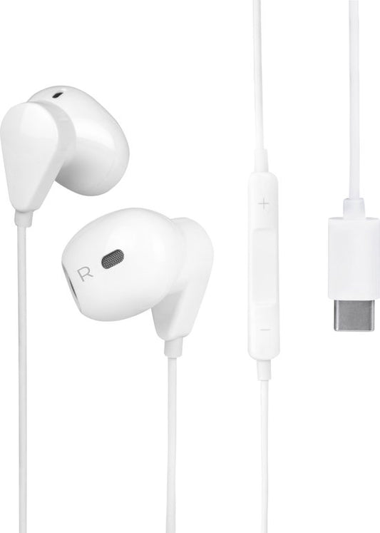 Nuvance - Ecouteurs intra-auriculaires avec fil - USB-C - Plastique blanc - Avec microphone et contrôle en ligne - Son clair et port confortable - Pour smartphones modernes