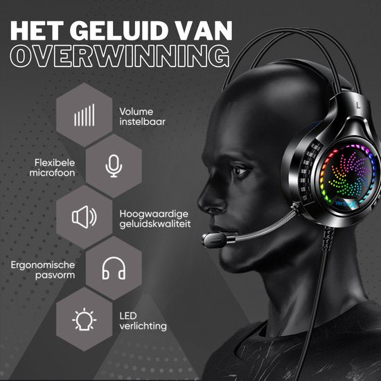 Casque de jeu VERTREX avec microphone - PC, PS5, PS4, Xbox, Nintendo Switch - son surround 7.1