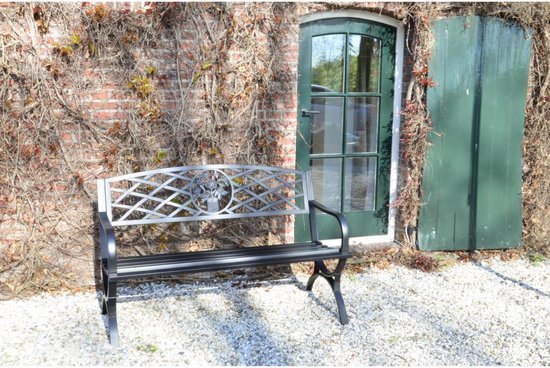 Lesli Living - Banc de jardin - Banc d'extérieur - Banc de jardin en acier - Banc de balcon - Banc d'extérieur résistant aux intempéries - Acier - Très robuste - Résistant à l'usure - Oxford - 127 x 59,5 x 80 cm - Capacité de charge : 180 kg - Noir