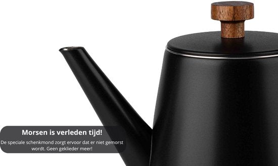 VDN Théière en acier inoxydable à double paroi avec filtre - Théière noire 1 litre - 904