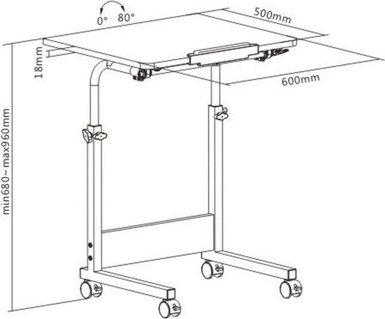 Table pour ordinateur portable bureau mobile - pupitre - hauteur réglable 68 - 96 cm