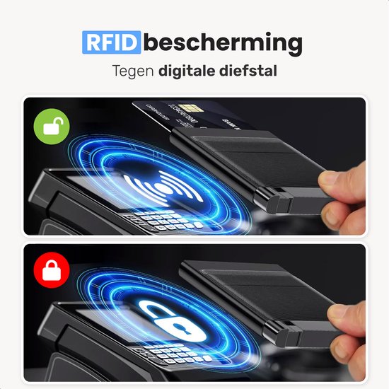 LUFT Porte-cartes pour 10 cartes Cuir - Sécurisé - Extensible - Protection RFID - Carte - Portefeuille - Aluminium - Homme - Pour hommes et femmes - Porte-cartes - Noir