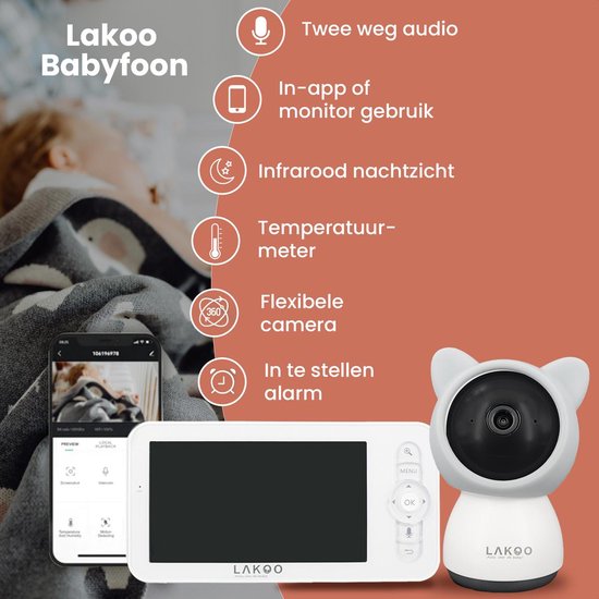 Lakoo BabyGuard Baby Monitor - avec caméra et application - 1080 PH - Baby monitor