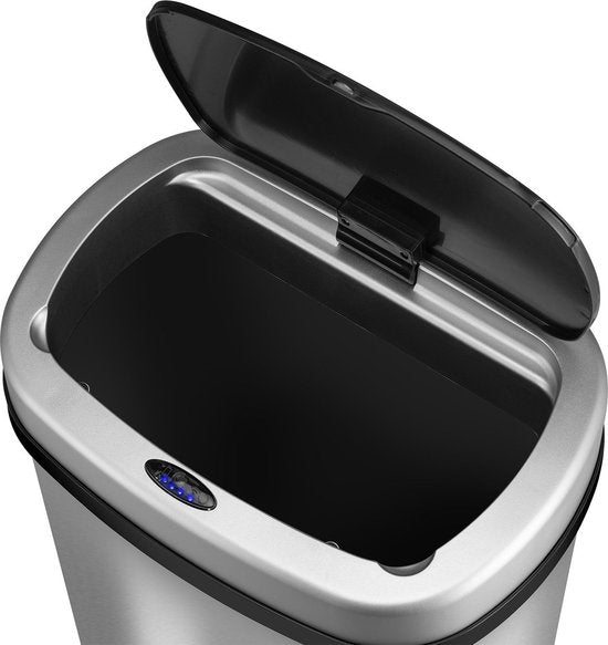 Poubelle automatique / Poubelle à déchets / Poubelle à détecteur - 50 litres - Argenté - Rectangle