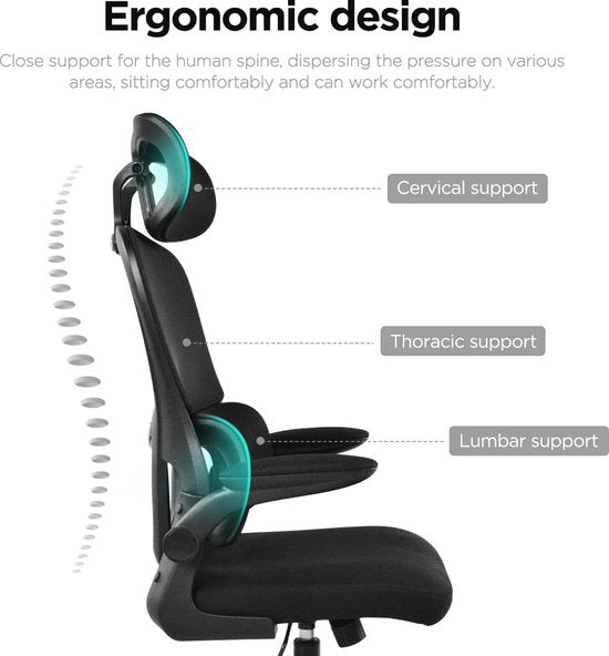 VVD - chaise de bureau - chaise de bureau - réglable en hauteur - ergonomique - noir