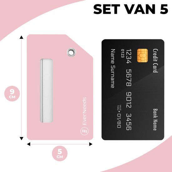 EverNeeds Etiquette de bagage - Silicone - Etiquette de bagage pour valises - Etiquettes de bagage - Rose - 5 pièces