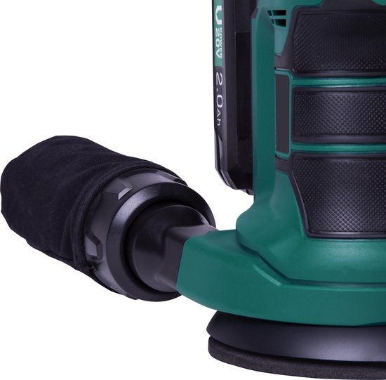 VONROC Ponceuse orbitale aléatoire - VPower 20V - Batterie 2.0Ah et chargeur inclus - Ø125mm - Avec sac à poussière et 12 morceaux de papier de verre