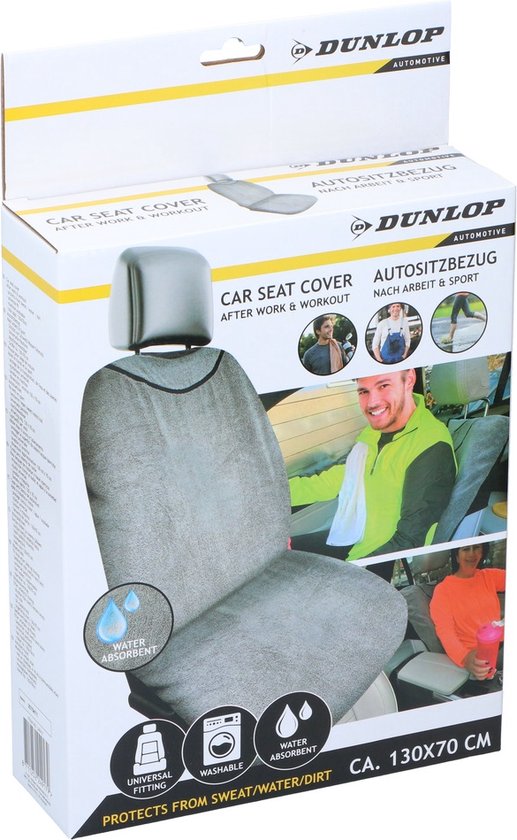 Housse de siège auto Dunlop Terry - Lavable en machine - Gris - 130 x 70 cm