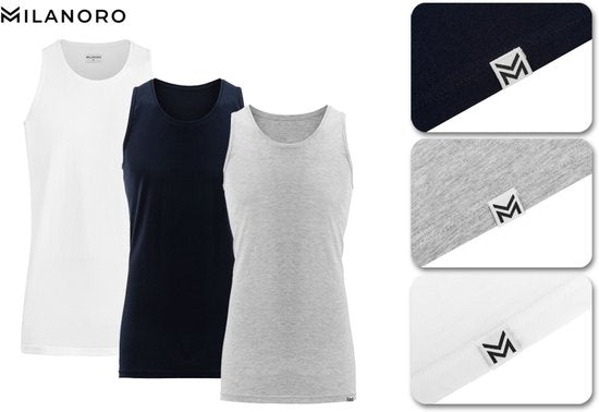 Milanoro - Lot de 5 maillots de corps extra longs pour hommes - Bleu foncé - XXL