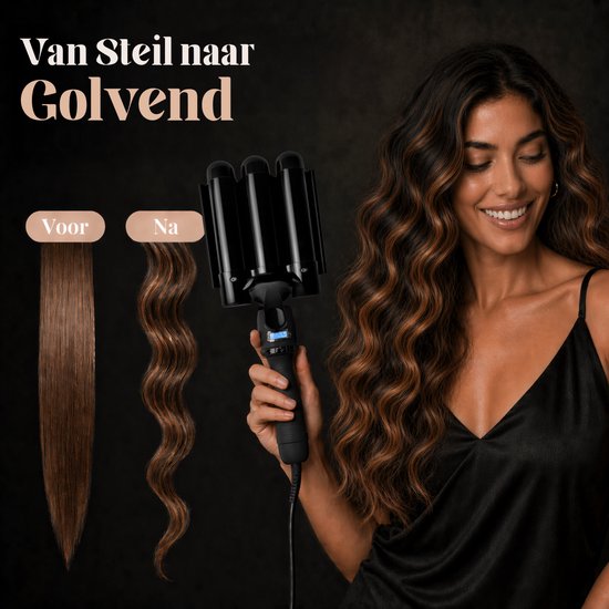 Vaive Gaufrier 32 mm - Ondes de plage - Fer à boucler - Fer à boucler - Waver - Revêtement céramique