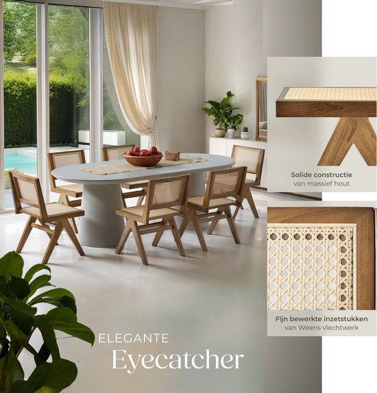 tectake® Wood Chair Lizzy - Light Oak - Chaise de salle à manger en osier de Vienne - Chaise de style Boho avec dossier - Structure en bois massif - Capacité de charge 120 kg