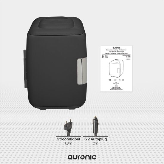 Auronic Mini Fridge - 4 Litres - Maquillage et Beauté Soins - 100/240V / 12V Car Plug - Noir