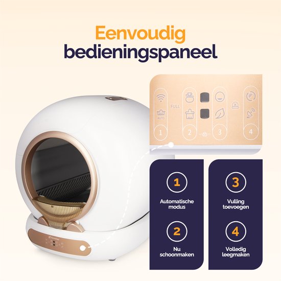 Quadruped Fresh 3 - Bac à litière automatique pour chat - autonettoyant - contrôlé par application - 65L - tapis et 3 rouleaux de sacs de ramassage inclus