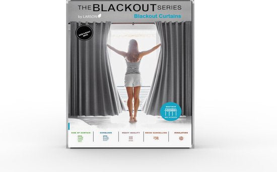 Larson - Rideau occultant uni de luxe - avec crochets - 3m x 2,5m - Gris clair