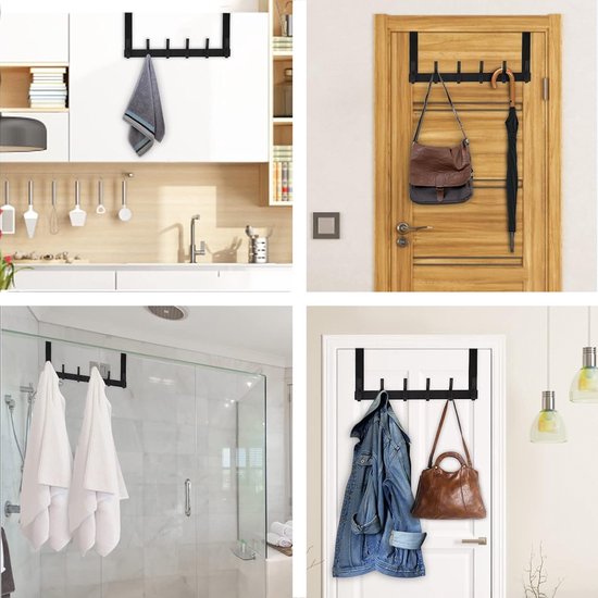 Porte-manteau - 12 crochets - inox - Suspension - Porte-manteau - Vêtements - Cintres - Crochet - Vintage - Industriel - Garde robe - Noir - Luft