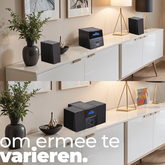 Chaîne HiFi Compacte – CD, Radio FM, Réveil & Entrée AUX – Noir | Denver