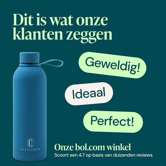 Bouteille d'eau Castagnola - Bouteille à boire en acier inoxydable 500 ML - Thermos en acier - Bouteilles à boire pour adultes - Double paroi - Bleu vif