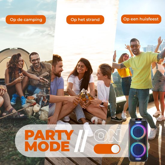 Denver Bluetooth Speaker Party Box - Disco Lights - Party Box - Microphone inclus - Micro SD / USB / AUX - TSP456