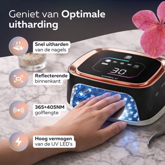 Beeperfect® Lampe UV Gel Nails - Lampe à ongles - Lampe à ongles UV Led - Séchoir à ongles - Sans fil - Intérieur réfléchissant - Or rose