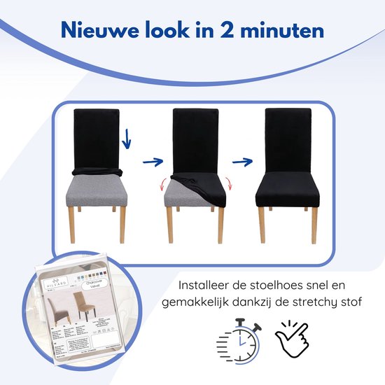 Housse de chaise Hilvard - Housse de chaise de salle à manger - Velours - Stretch - Ivoire