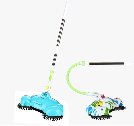 Long manche pliable Balai à main Quick & Clean Brosse à rouleau sans sac - Pelle et brosse - bleu