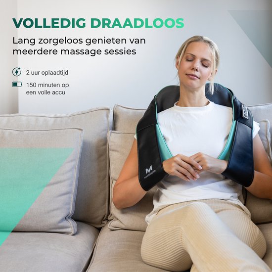 Massagerr® Shiatsu Massage Cushion 2.0 - Wireless - Neck Massage Device - Incl. Carrying Case and Stress Ball - Appareil de massage pour le dos, le cou et les épaules - Infrared Heat Function - Back Massage - Massage Devices