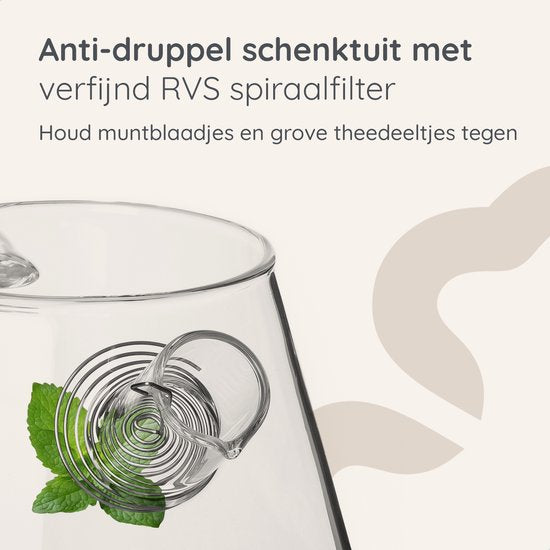 Deleca Théière en verre Clarity - Avec filtre en acier inoxydable et chauffe-plat - Pour thé en vrac / fleurs de thé - Cadeau de Noël - Verre borosilicaté / 1.5L