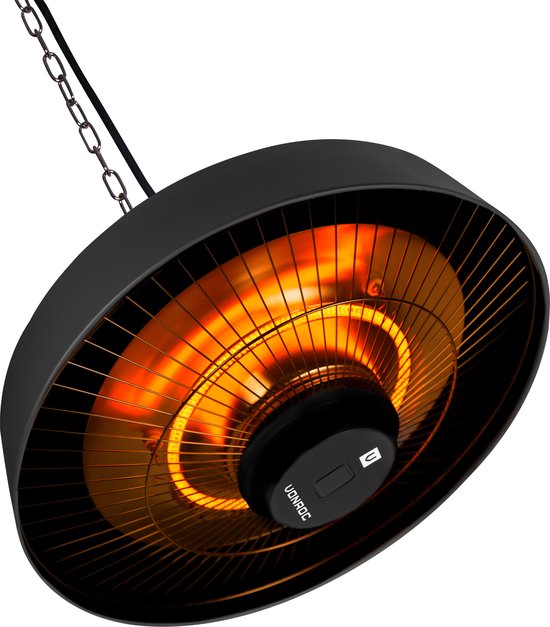 VONROC Chauffage d'ambiance suspendu - Vulcano 2000W - Lampe infrarouge puissante - avec 2 niveaux de chaleur, minuterie et télécommande