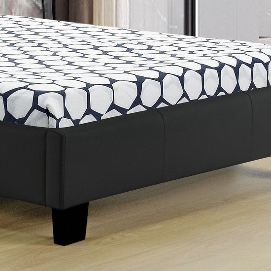 Lit rembourré Verona - 90 x 200 cm - Noir - Eclairage LED