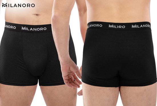 Milanoro - Lot de 10 boxers stylés en coton - Noir - XXL